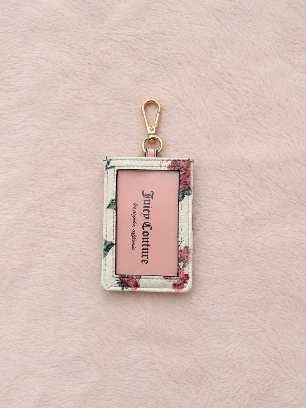 Juicy Couture Pink Floral ID Card Holder with Gold Clip